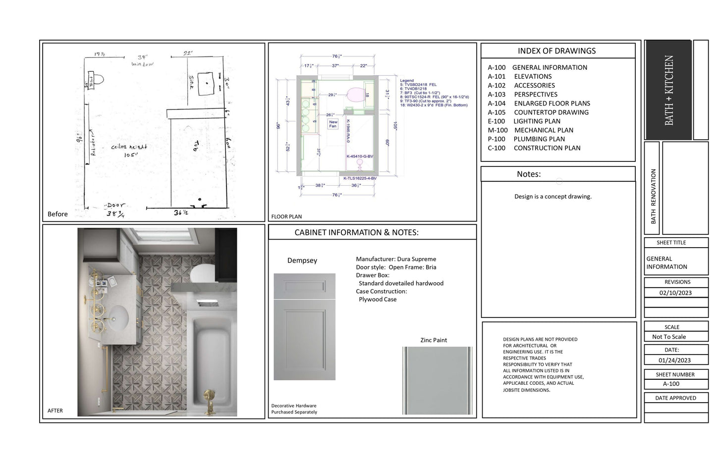 Basic Bathroom Design Package with On-Site Measurement and Survey